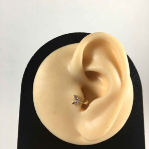 Kelebek Mor Zirkon Kilitli Altın Halka Piercing