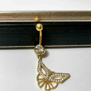 Kelebek Zirkon Altın Göbek Piercing